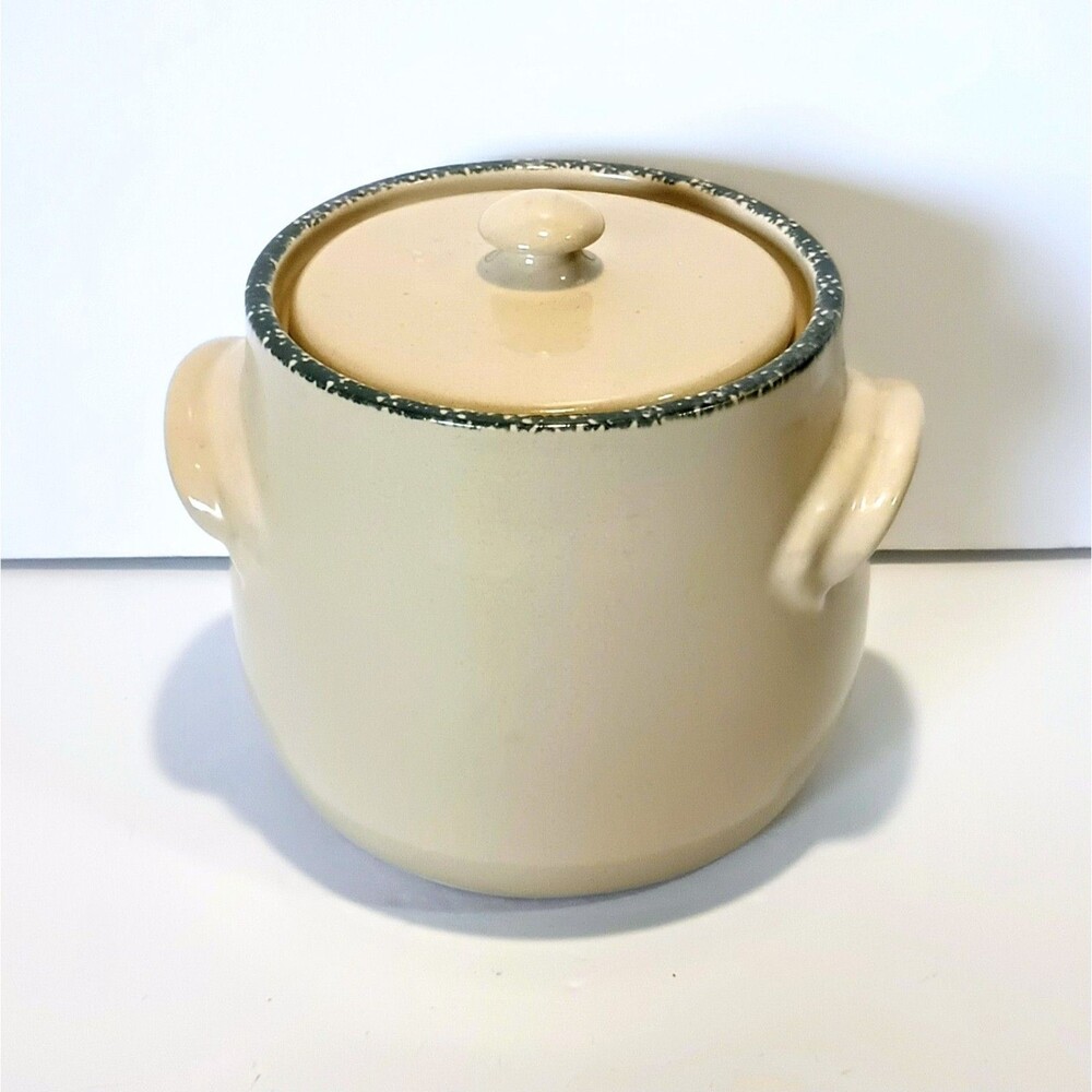 Home & Garden Party Lg. Bean Pot Cookie Jar w/Lid 2002 Vintage Stoneware - Picture 6 of 7